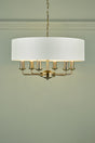 Laura Ashley Sorrento 6lt Pendant Antique Brass with Ivory Shade –  from Amos Lighting + Home