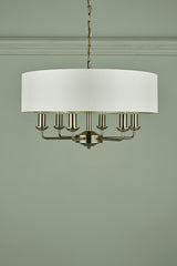 Laura Ashley Sorrento 6lt Pendant Antique Brass with Ivory Shade –  from Amos Lighting + Home