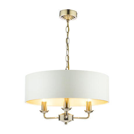 Laura Ashley Sorrento 3lt Pendant Antique Brass With Ivory Shade –  from Amos Lighting + Home