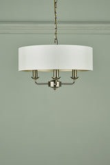 Laura Ashley Sorrento 3lt Pendant Antique Brass With Ivory Shade –  from Amos Lighting + Home