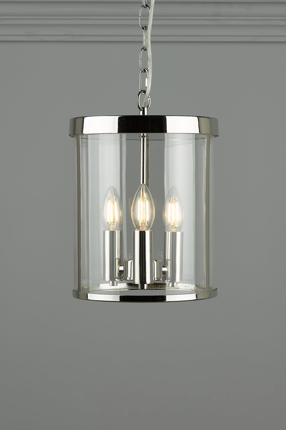 Laura Ashley Selbourne 3 Light Polished Nickel Lantern Ceiling Light