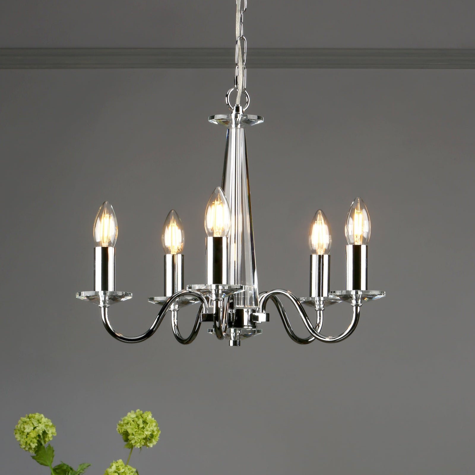 Laura Ashley Blake 5lt Chandelier Polished Chrome Crystal | Modern