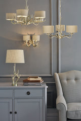 Laura Ashley Mulroy Antler 5 Light Chandelier Champagne with Shades