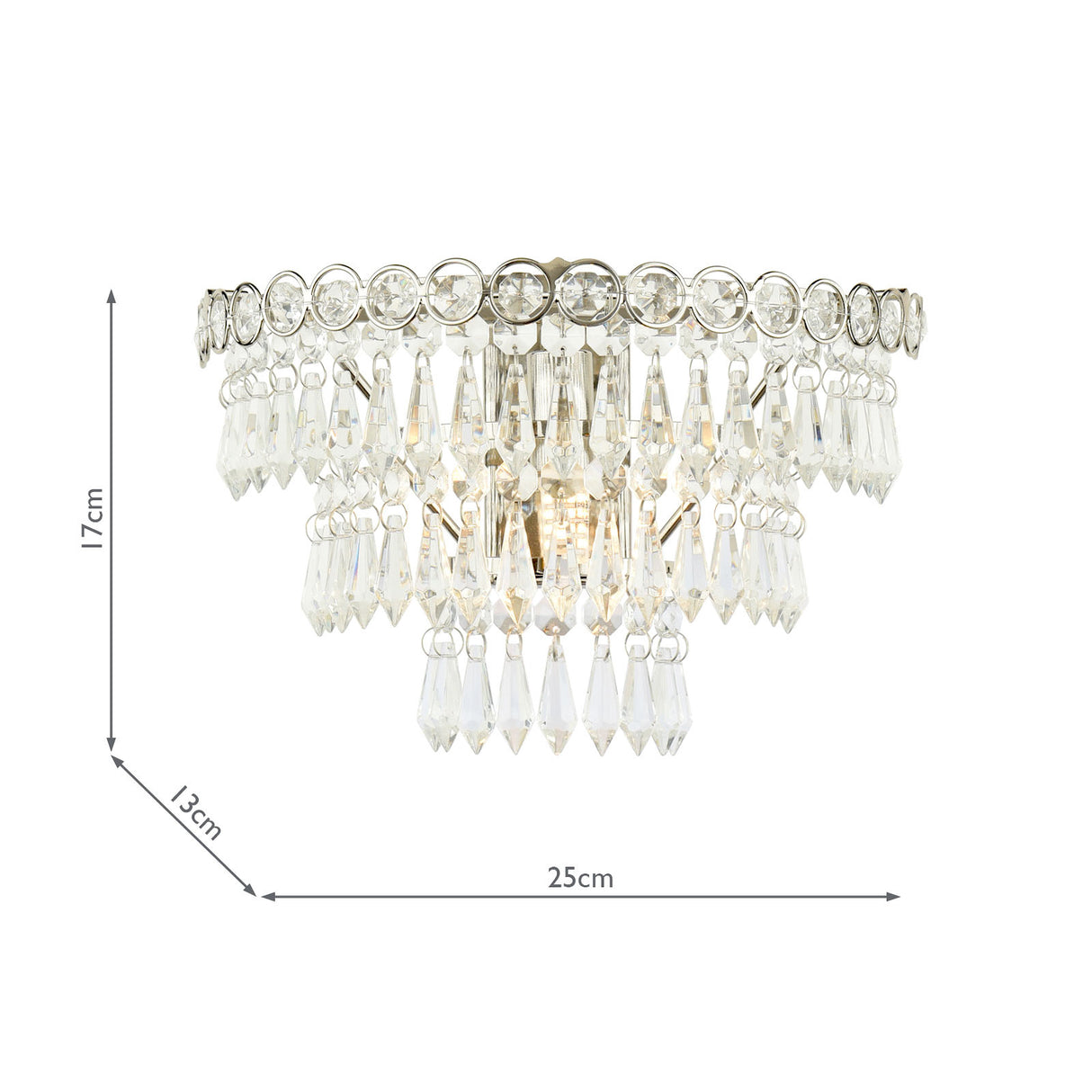 Laura Ashley Enid Wall Light Faceted Glass and Polished Nickel