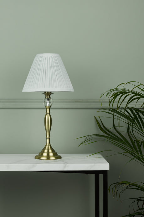 Laura Ashley Ellis Table Lamp Antique Brass with Ivory Shade
