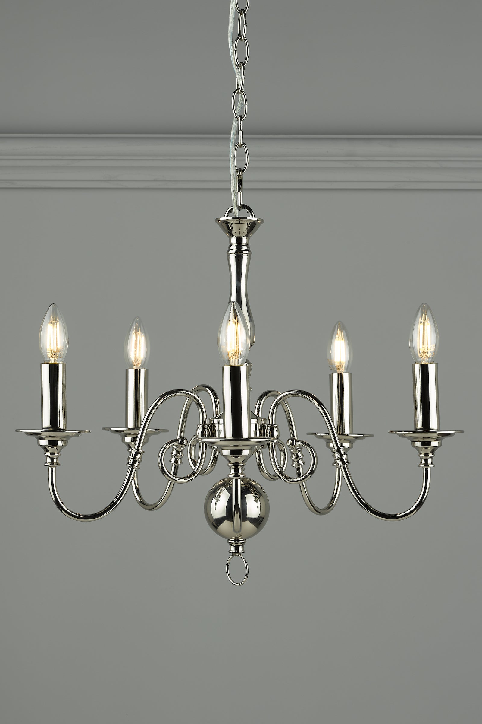 Laura Ashley Winchester 5lt Chandelier Polished Nickel | Vintage