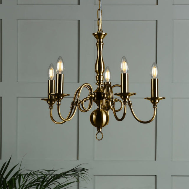 Laura Ashley Winchester 5 Light Chandelier Antique Brass –  from Amos Lighting + Home