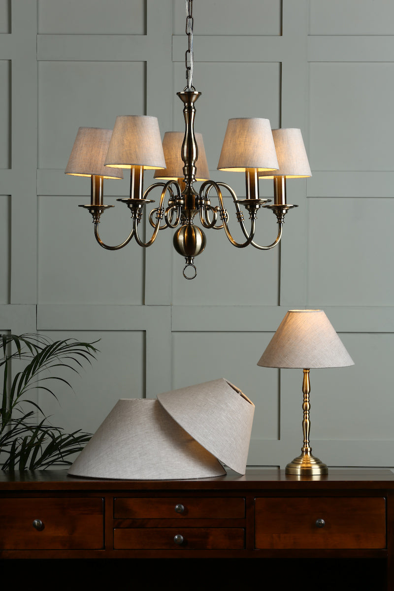 Laura Ashley Winchester 5 Light Chandelier Antique Brass –  from Amos Lighting + Home