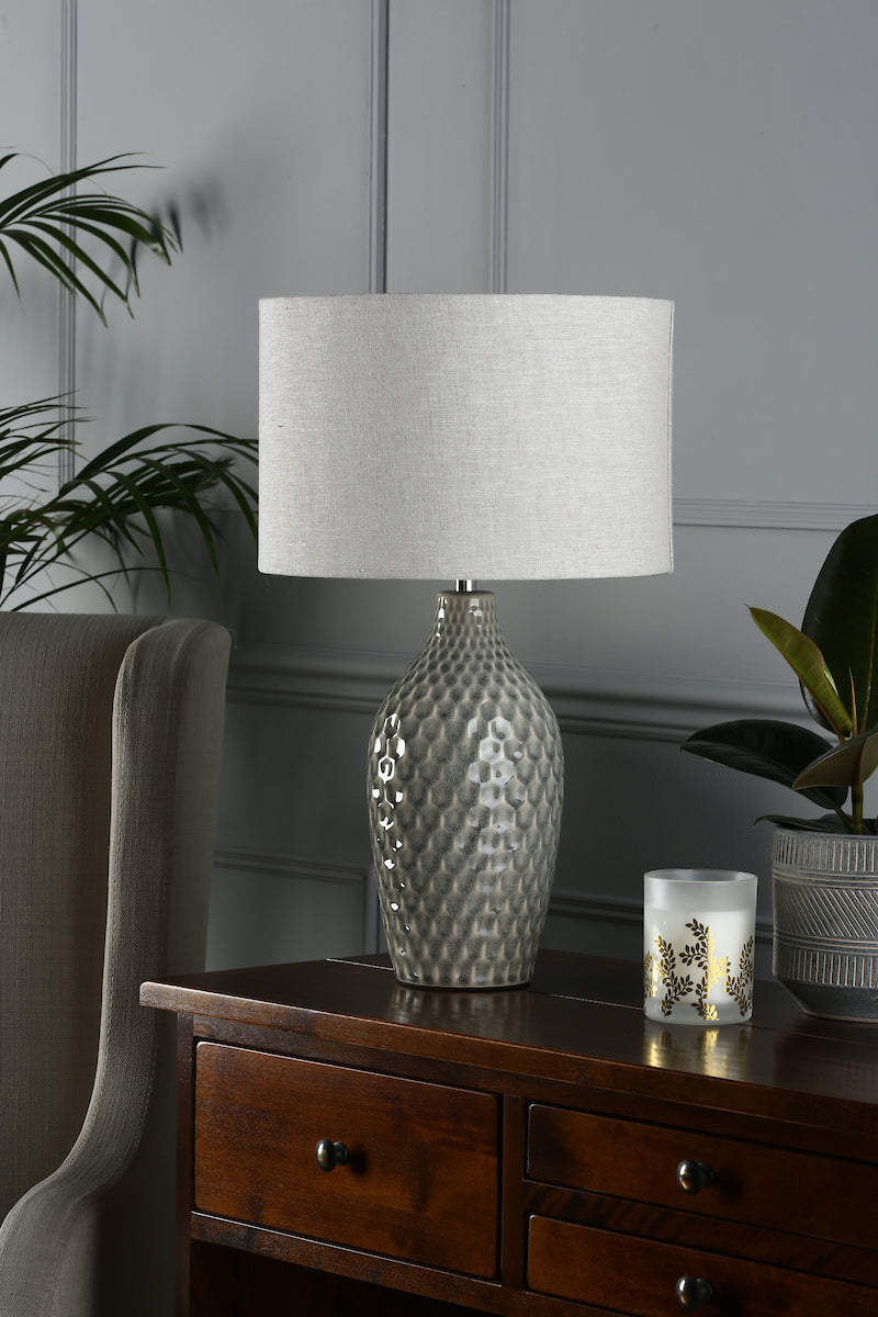 Laura Ashley Heathfield Ceramic Table Lamp Grey With Shade –  from Amos Lighting + Home