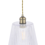 Laura Ashley Callaghan Large Pendant Antique Brass Ribbed Glass –  from Amos Lighting + Home