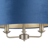 Laura Ashley Sorrento 3lt Pendant, Antique Brass & Blue Velvet –  from Amos Lighting + Home