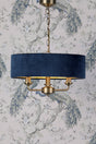 Laura Ashley Sorrento 3lt Pendant, Antique Brass & Blue Velvet –  from Amos Lighting + Home