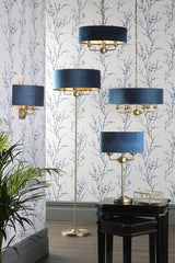 Laura Ashley Sorrento 3lt Pendant, Antique Brass & Blue Velvet –  from Amos Lighting + Home