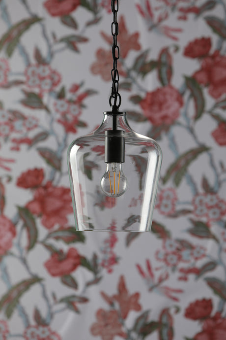 Laura Ashley Ockley Pendant Brushed Black & Glass –  from Amos Lighting + Home