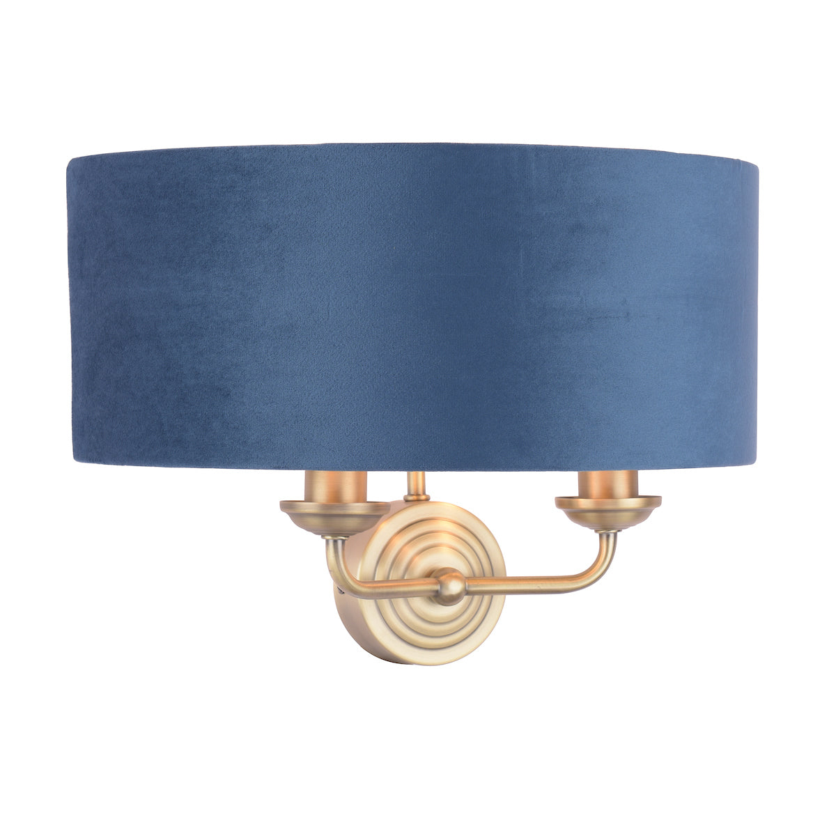 Laura Ashley Sorrento Wall Light Antique Brass & Blue Velvet –  from Amos Lighting + Home