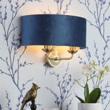 Laura Ashley Sorrento Wall Light Antique Brass & Blue Velvet –  from Amos Lighting + Home