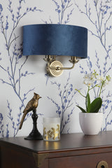 Laura Ashley Sorrento Wall Light Antique Brass & Blue Velvet –  from Amos Lighting + Home