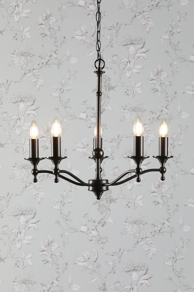 Laura Ashley Ludchurch 5 Light Chandelier Black –  from Amos Lighting + Home