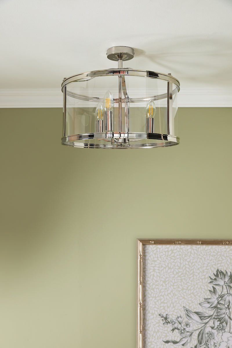 Laura Ashley Harrington 3 Light Semi-Flush Polished Nickel –  from Amos Lighting + Home