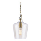 Laura Ashley Ockley Single Pendant Antique Brass and Champagne Glass –  from Amos Lighting + Home