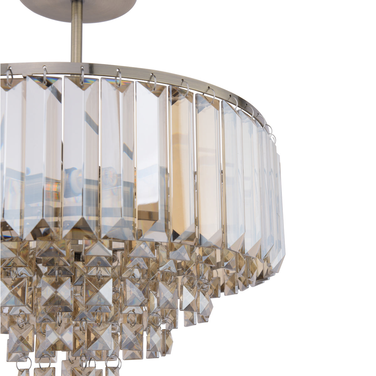 Laura Ashley Vienna 3 Light Semi-Flush Ceiling Light Champagne Crystal and Antique Brass –  from Amos Lighting + Home