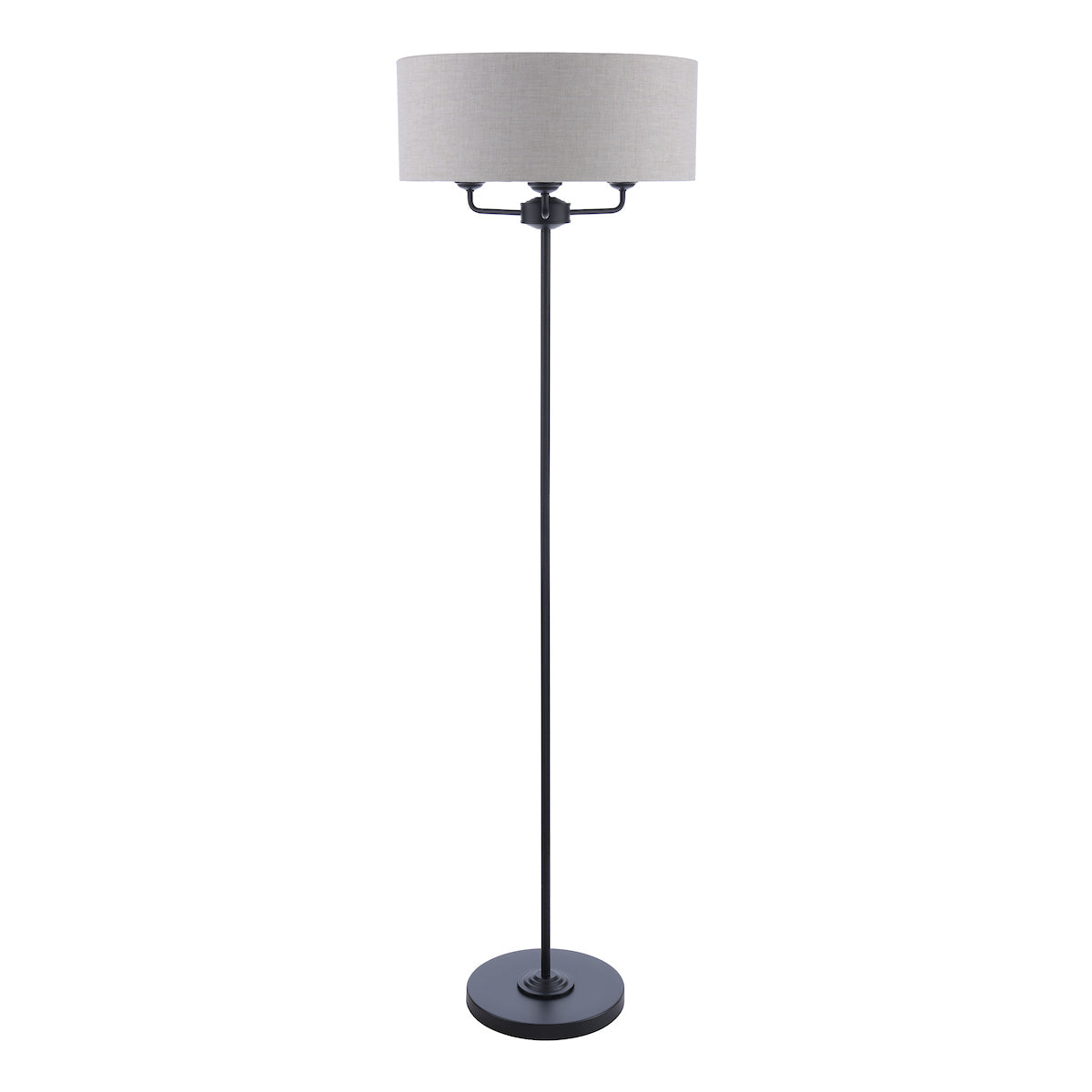 Laura Ashley Sorrento Floor Lamp Matt Black and Natural With Shade –  from Amos Lighting + Home