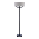 Laura Ashley Sorrento Floor Lamp Matt Black and Natural With Shade –  from Amos Lighting + Home