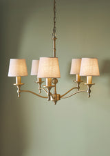 Laura Ashley Ludchurch 5 Light Armed Pendant Matt Antique Brass –  from Amos Lighting + Home