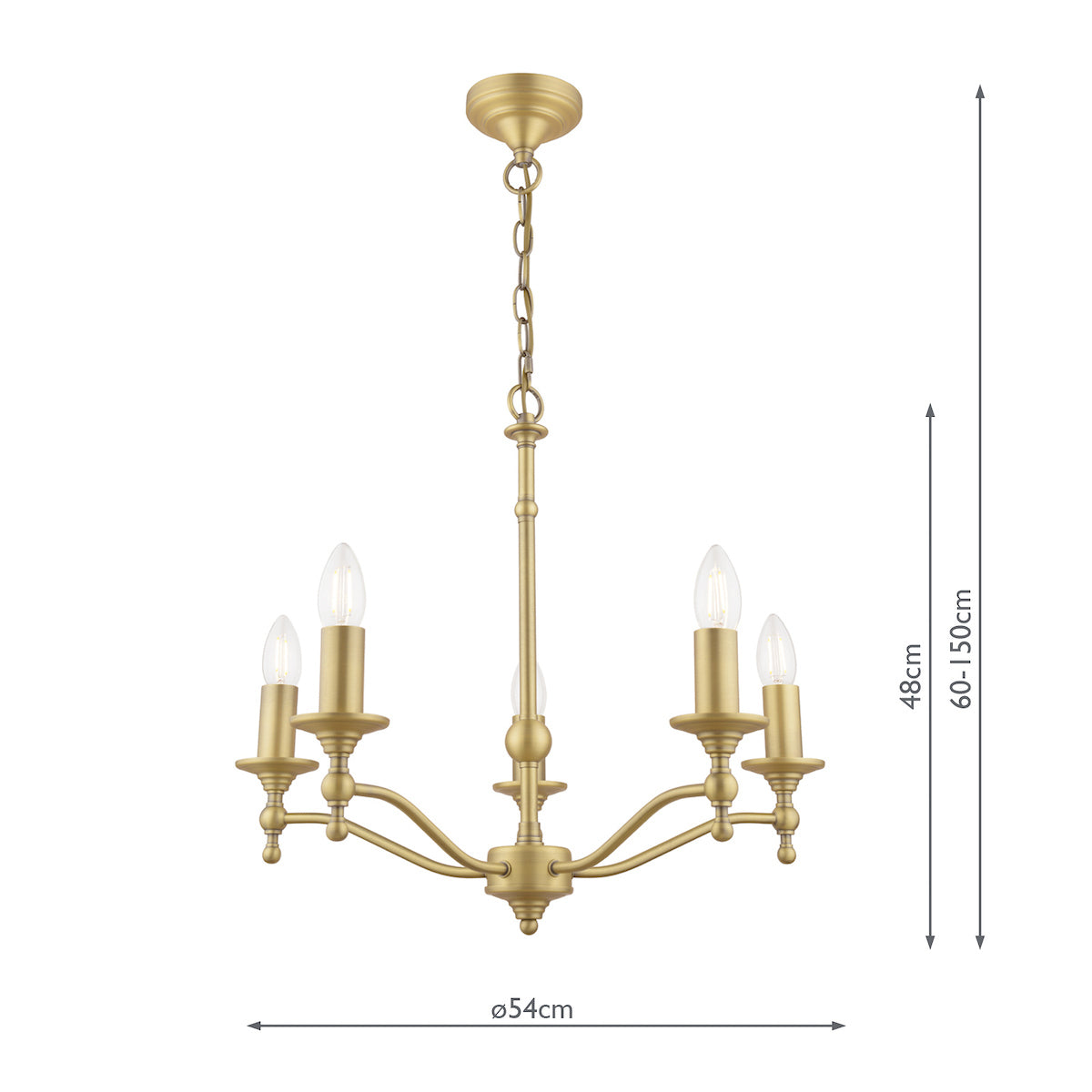 Laura Ashley Ludchurch 5 Light Armed Pendant Matt Antique Brass –  from Amos Lighting + Home