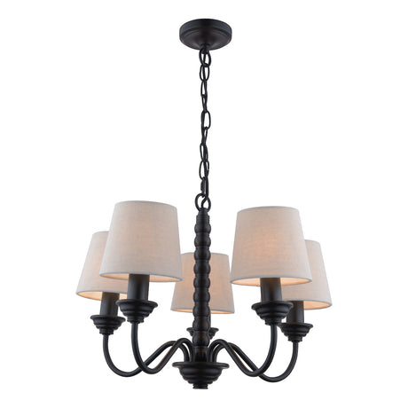 Laura Ashley Norbury 5 Light Armed Pendant Matt Black With Shade