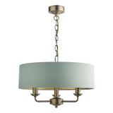 Laura Ashley Sorrento 3 Light Chandelier Matt Antique Brass and Green With Shade –  from Amos Lighting + Home