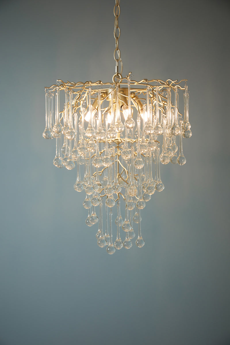 Laura Ashley Willow 4 Light Pendant Satin Champagne and Crystal –  from Amos Lighting + Home