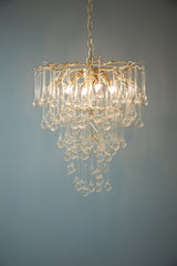 Laura Ashley Willow 4 Light Pendant Satin Champagne and Crystal –  from Amos Lighting + Home