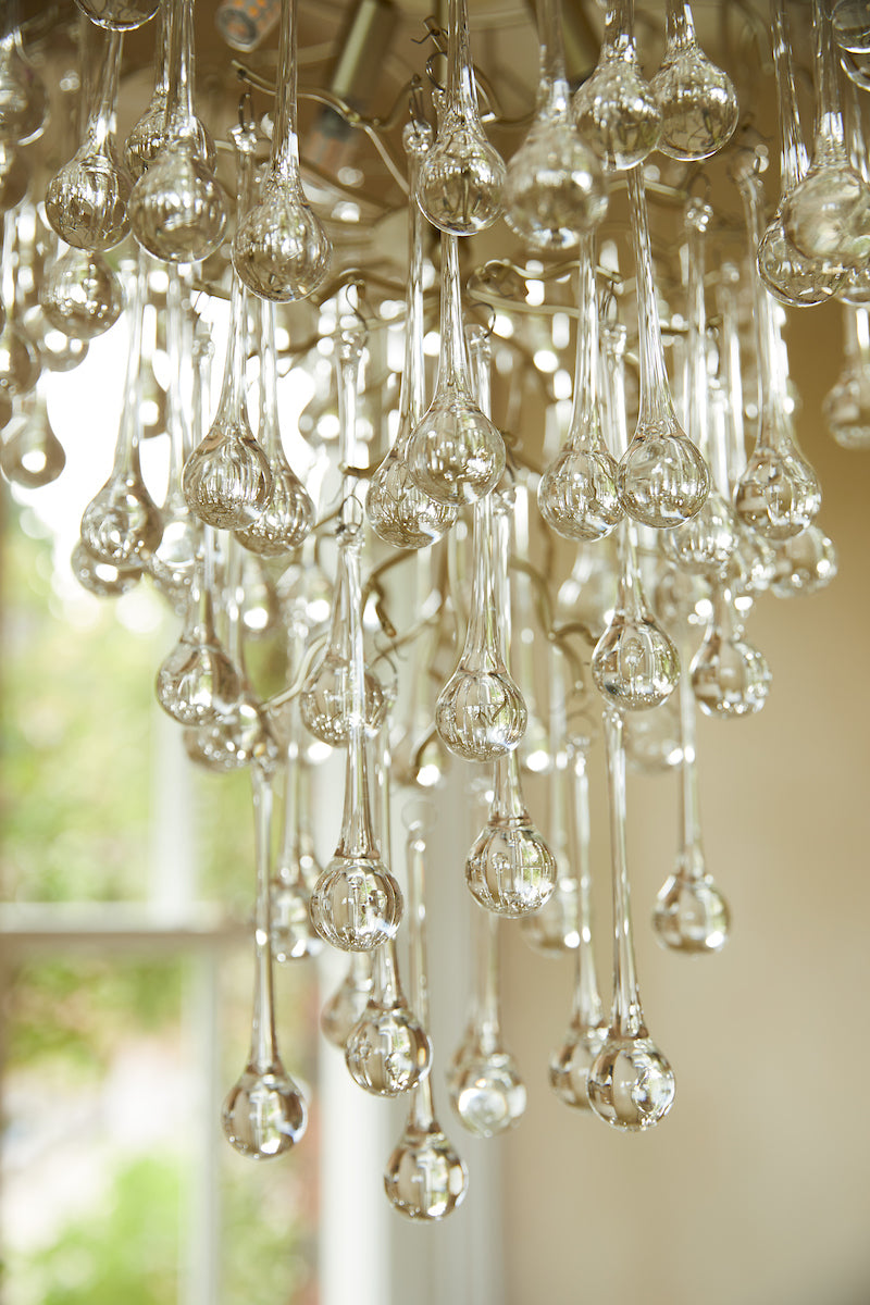 Laura Ashley Willow 4 Light Pendant Satin Champagne and Crystal –  from Amos Lighting + Home