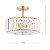 Laura Ashley Fernhurst 3 Light Semi-Flush Crystal and Antique Brass