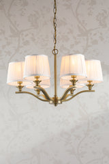 Laura Ashley Hemsley 6 Light Chandelier Matt Antique Brass With Shade