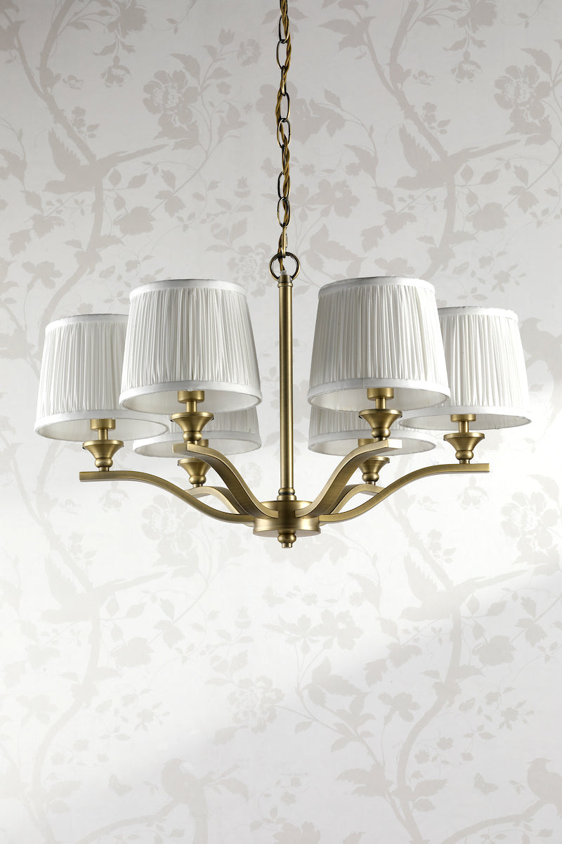 Laura Ashley Hemsley 6 Light Chandelier Matt Antique Brass With Shade