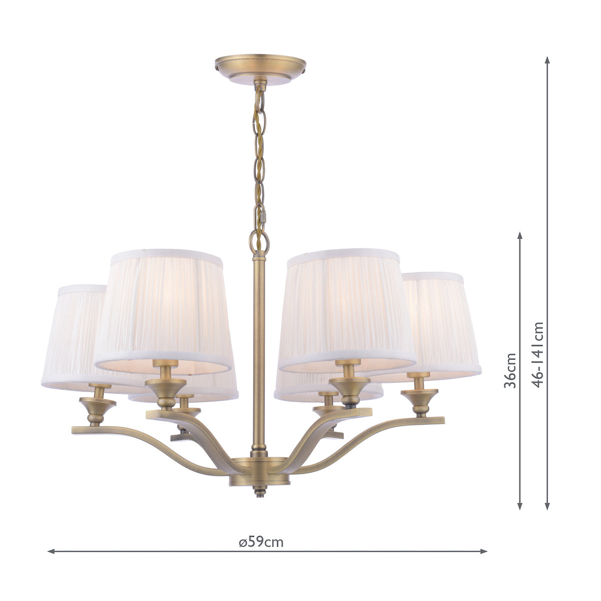 Laura Ashley Hemsley 6 Light Chandelier Matt Antique Brass With Shade