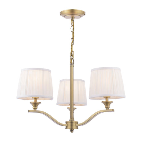 Laura Ashley Hemsley 3 Light Armed Pendant Matt Antique Brass With Shade