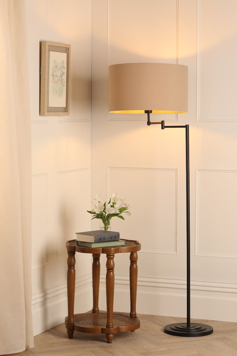 Laura Ashley Marlowe Floor Lamp Matt Black With Shade