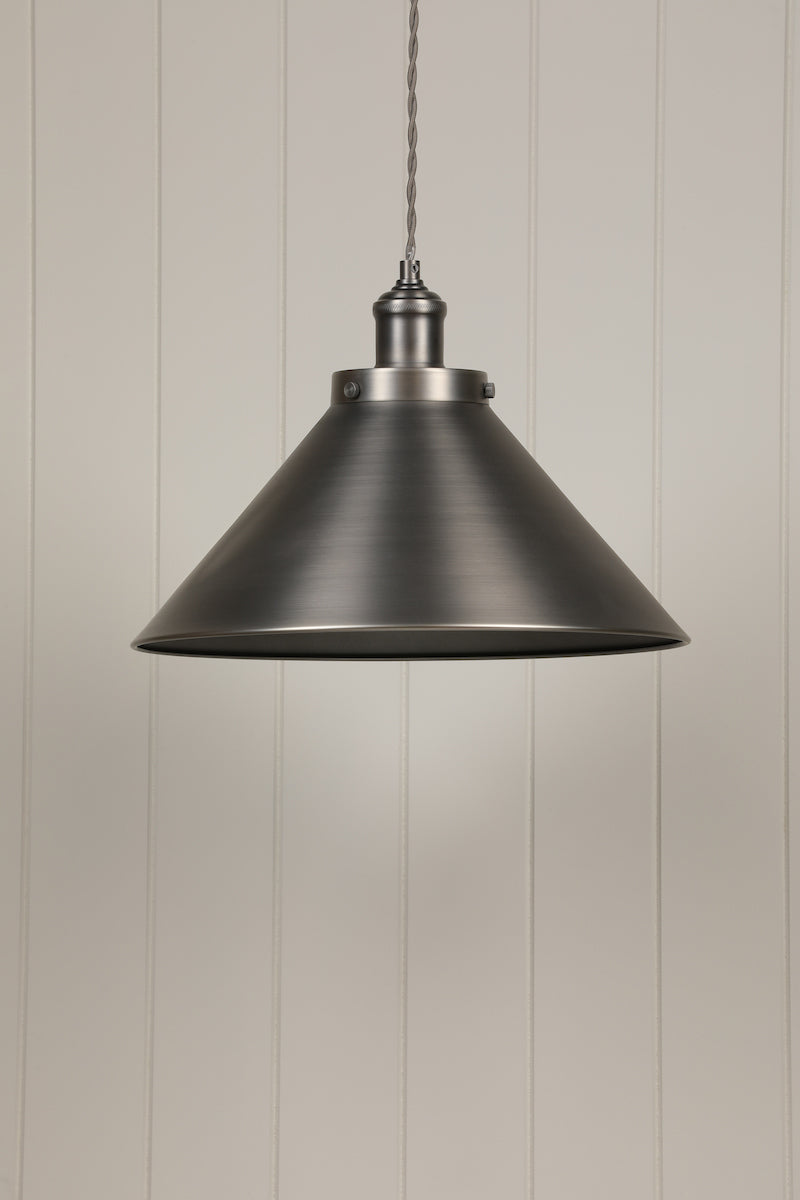 Laura Ashley Rufus Single Pendant Industrial Nickel | Modern Chic