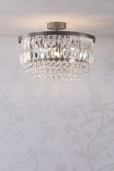 Laura Ashley Rhosill 3 Light Semi-Flush Crystal and Aged Pewter