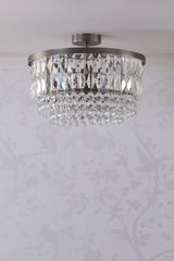 Laura Ashley Rhosill 3 Light Semi-Flush Crystal and Aged Pewter