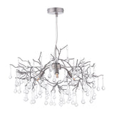 Laura Ashley Willow 3 Light Pendant Satin Pewter and Crystal