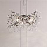 Laura Ashley Willow 3 Light Pendant Satin Pewter and Crystal