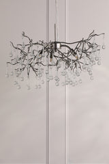 Laura Ashley Willow 3 Light Pendant Satin Pewter and Crystal