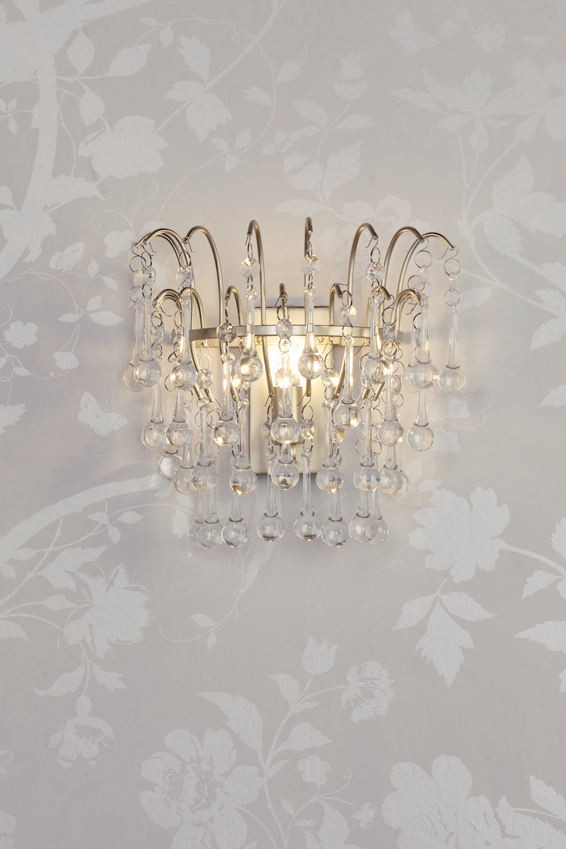 Laura Ashley Willow Wall Light Satin Champagne and Crystal