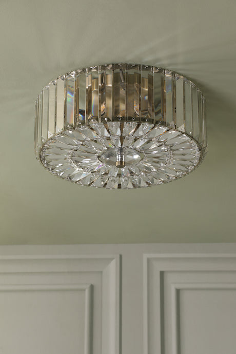 Laura Ashley Fernhurst 3 Light Flush Crystal and Antique Brass