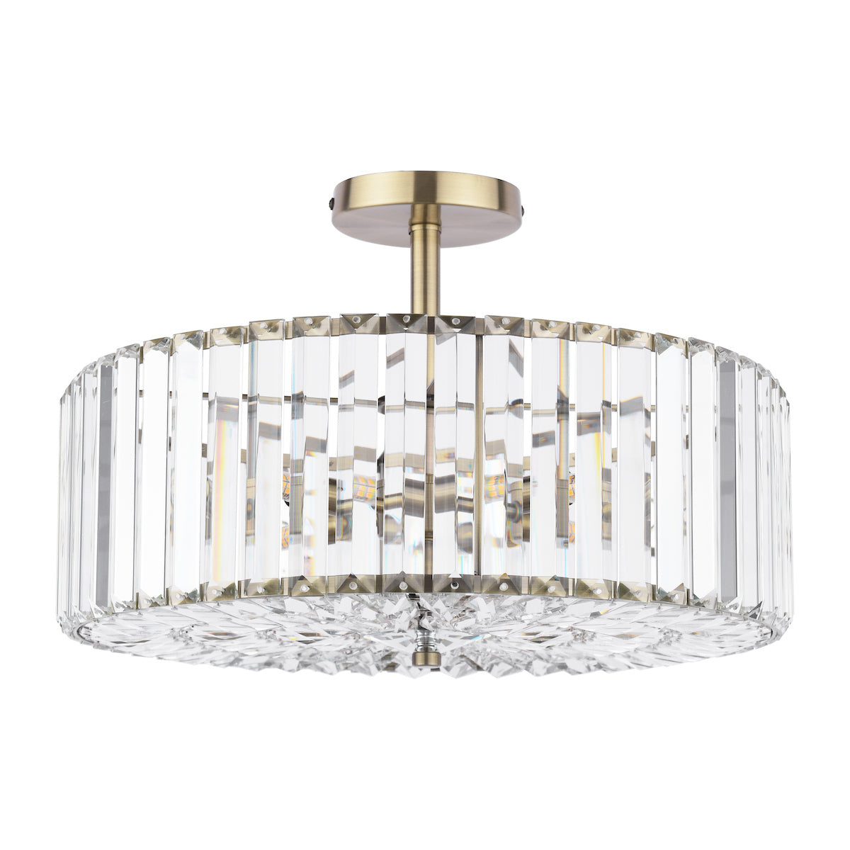 Laura Ashley Fernhurst 4 Light Semi-Flush Crystal and Antique Brass