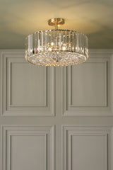 Laura Ashley Fernhurst 4 Light Semi-Flush Crystal and Antique Brass